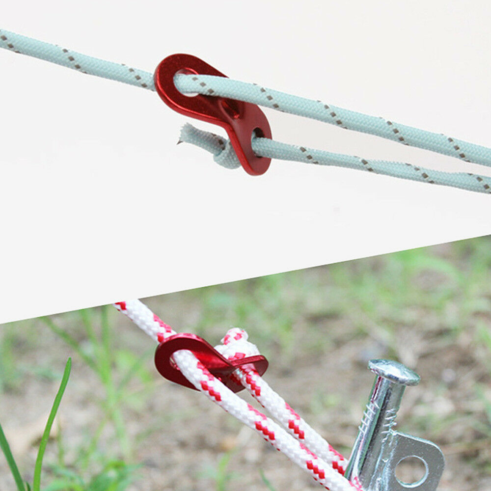 10Pcs Red Alloy Tent Awning Cord Rope Fastener Guy Line Bent Runner Tensioner