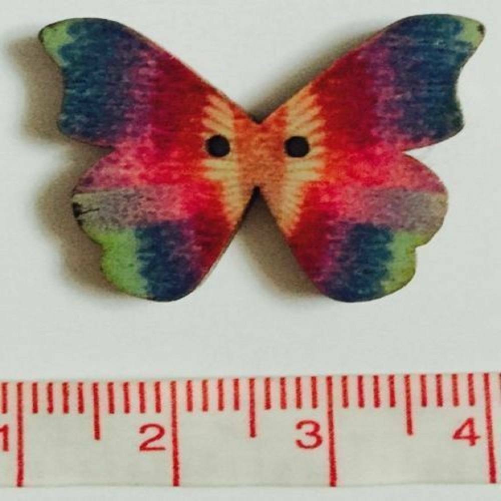 DIY 100pcs 2 Holes Mixed Butterfly Shape Wooden Sewing Mend Scrapbooking Buttons