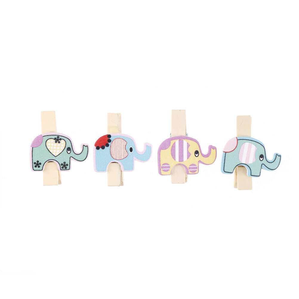 8x Mixed Colorful Elephant Wood Clips Photo Paper Pegs Clothespin Craft D.l8
