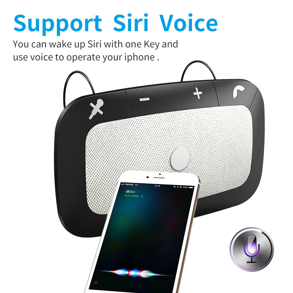 Wireless Bluetooth 5.0 Hands-free Car Kit Speakerphone Speaker Phone Sun Visor