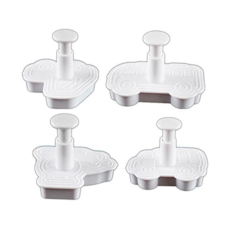 8pcs Bicycle Car Pattern Plastic Baking Mold Kitchen Biscuit Cookie Cutter Mould