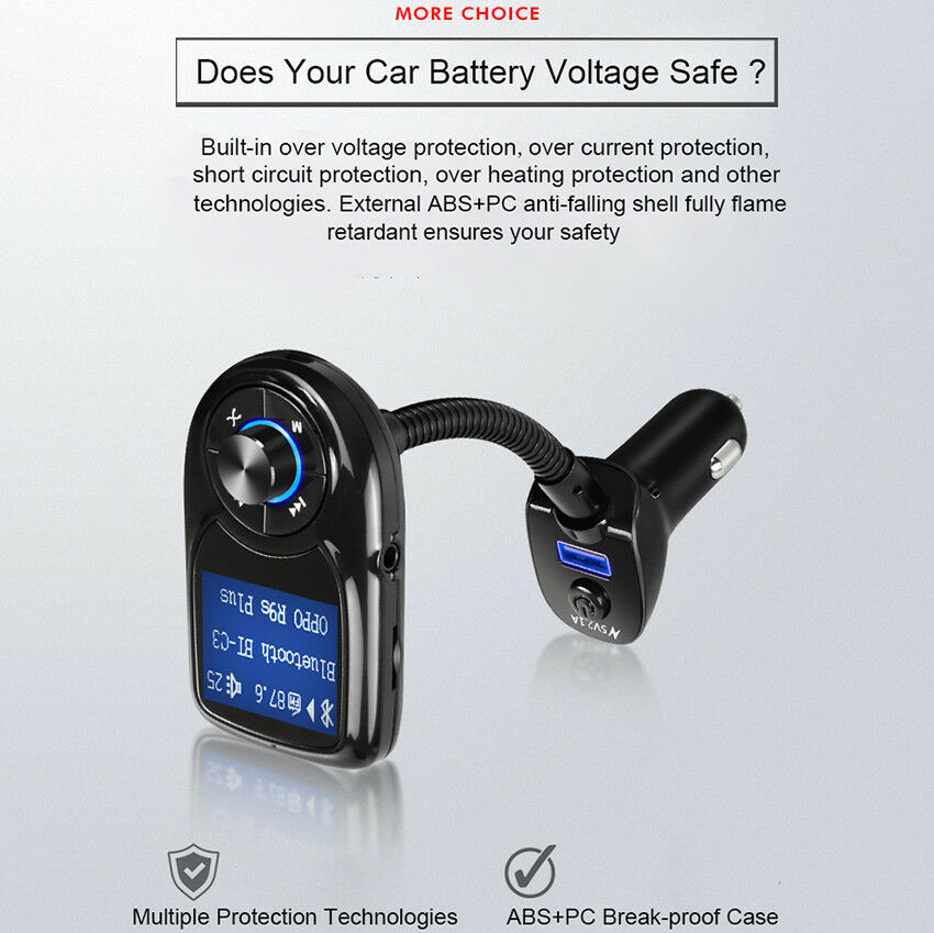 Wireless In-Car Bluetooth  MP3 Radio Adapter Car Fast USB Charger car Charging