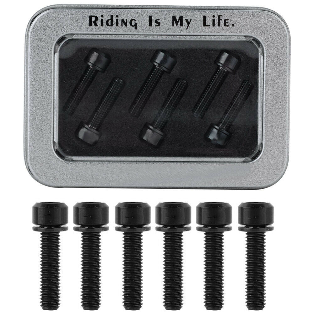 6Pcs Bike Stem Titanium Bolt Screw with Gasket for Mountain Bicycle Stem