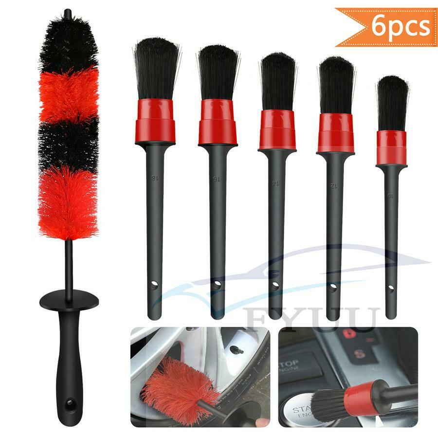 6Pcs Car Wheel Brush Rim Tire Detailing Auto Care Exhaust Tip Motorcycles Brush