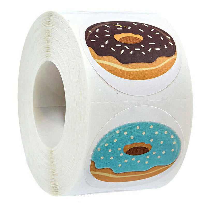 500Pcs Donut Baking Adornment Scrapbooking Stickers Packaging Seal Label Decor
