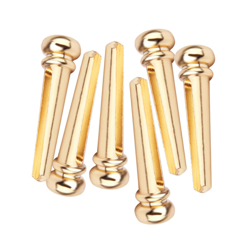 6pcs Brass Bridge Pins for Acoustic Guitar - Golden