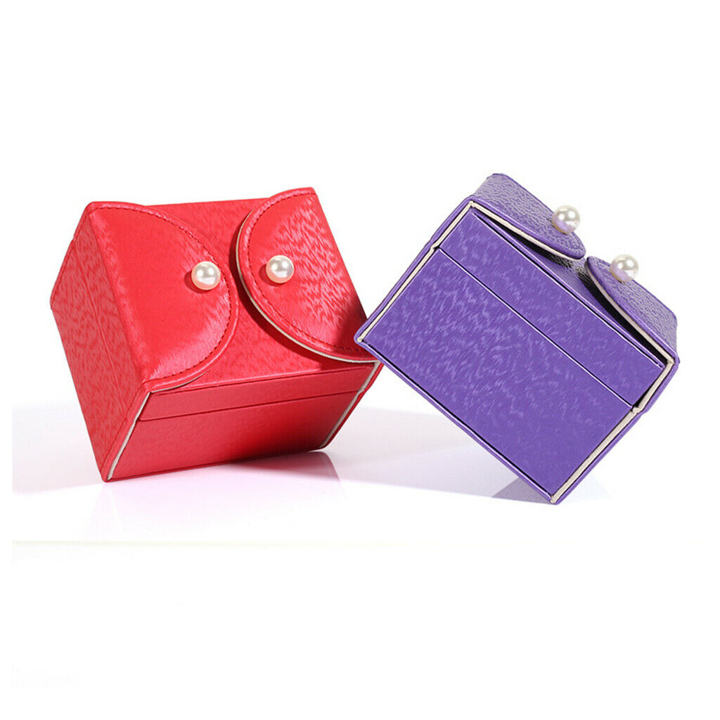 Portable Jewel Organizer Box PU Travel Bag Carry on for Toiletries Purple