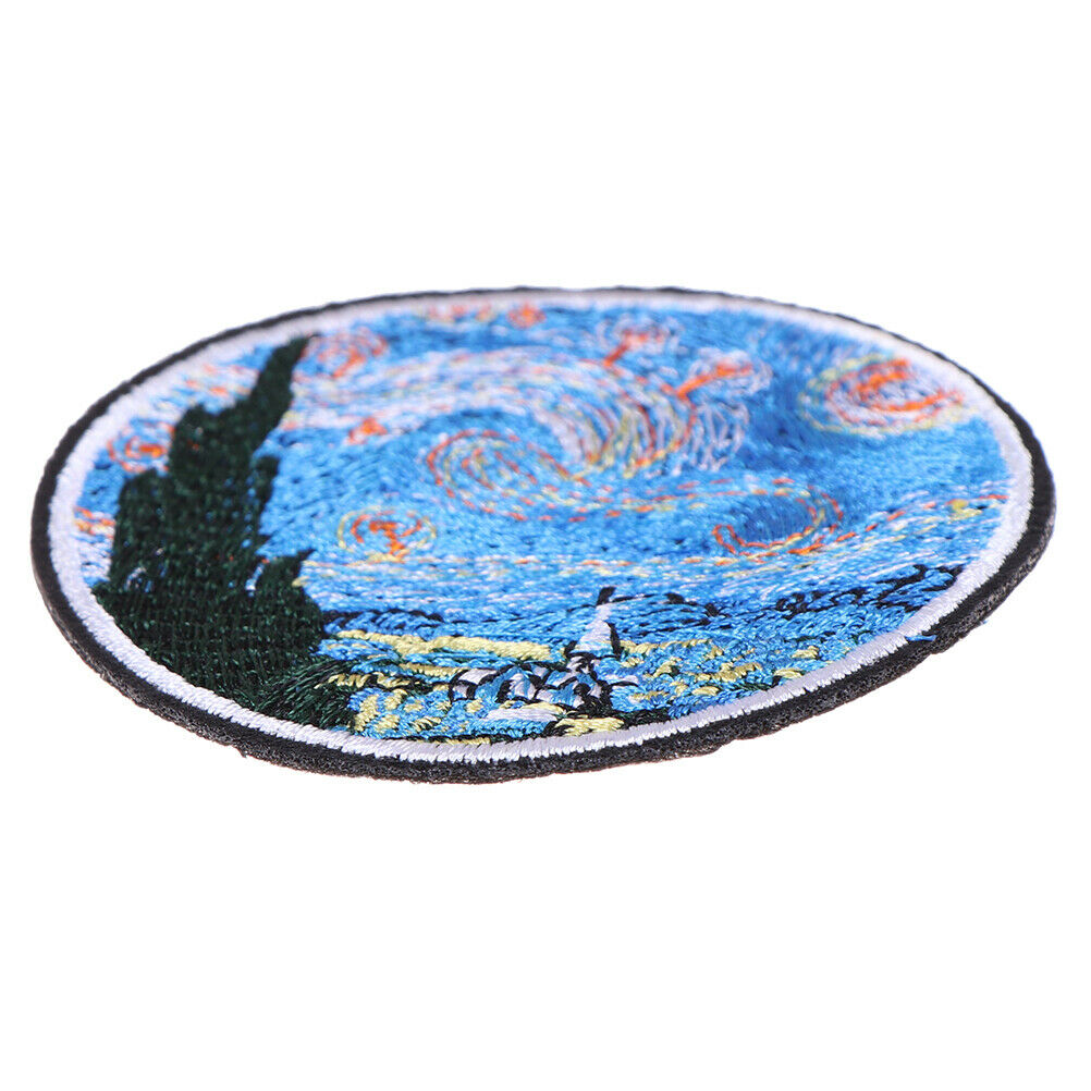 The star night painting embroidery iron on patches DIY clothes applique s.l8