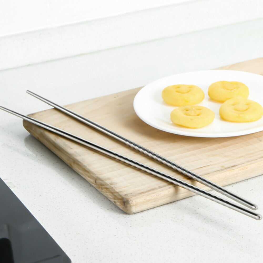 1 Pair Stainless Steel Chopsticks Household Tableware Kitchen Noodle Chopsticks