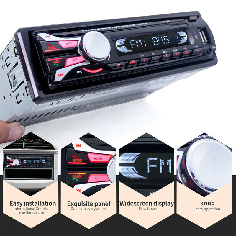 Single Din Car Stereo Bluetooth Mp3 Player Hands-free Call Audio Radio Receiver