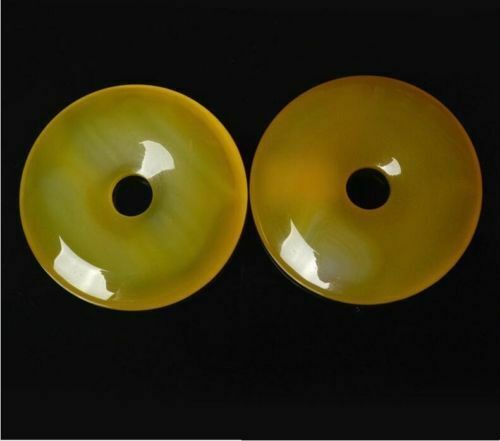 Beautiful China Natural Yellow Agate Hand-carved Lucky Buckle Chalcedony Pendant