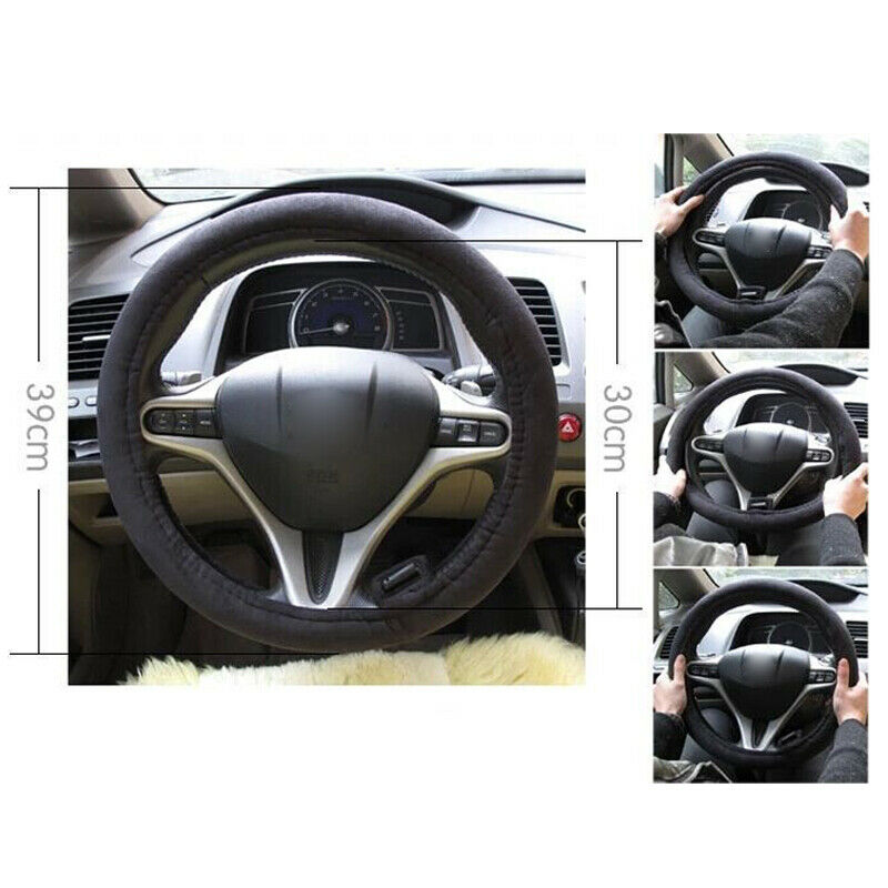 Car Auto 38CM 15" Heated Steering Wheel Cover Heating Warm Winter + Lighter Plug