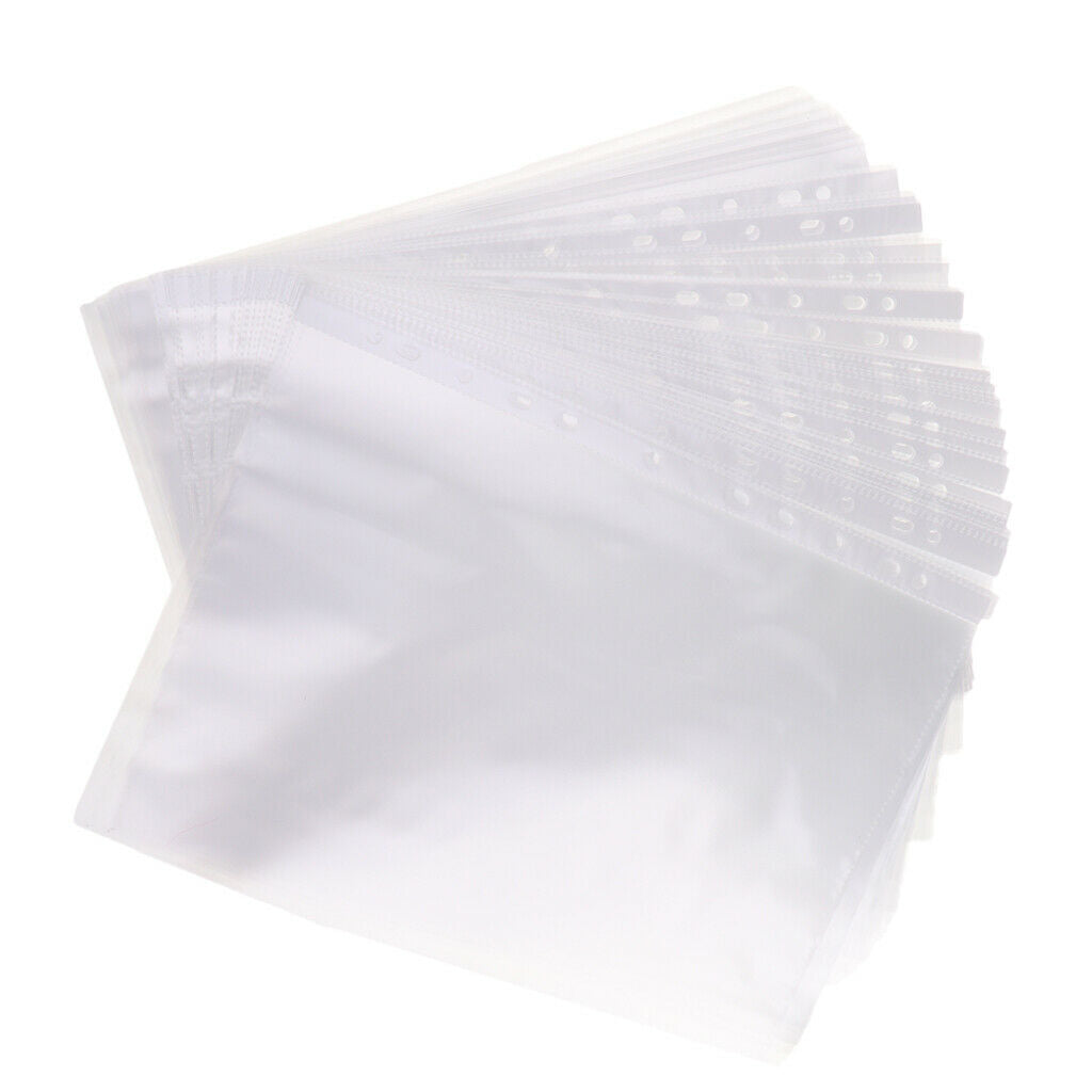 100pcs A4 11 Holes PP Loose Leaf Sheet Protectors Paper File Documents Bag