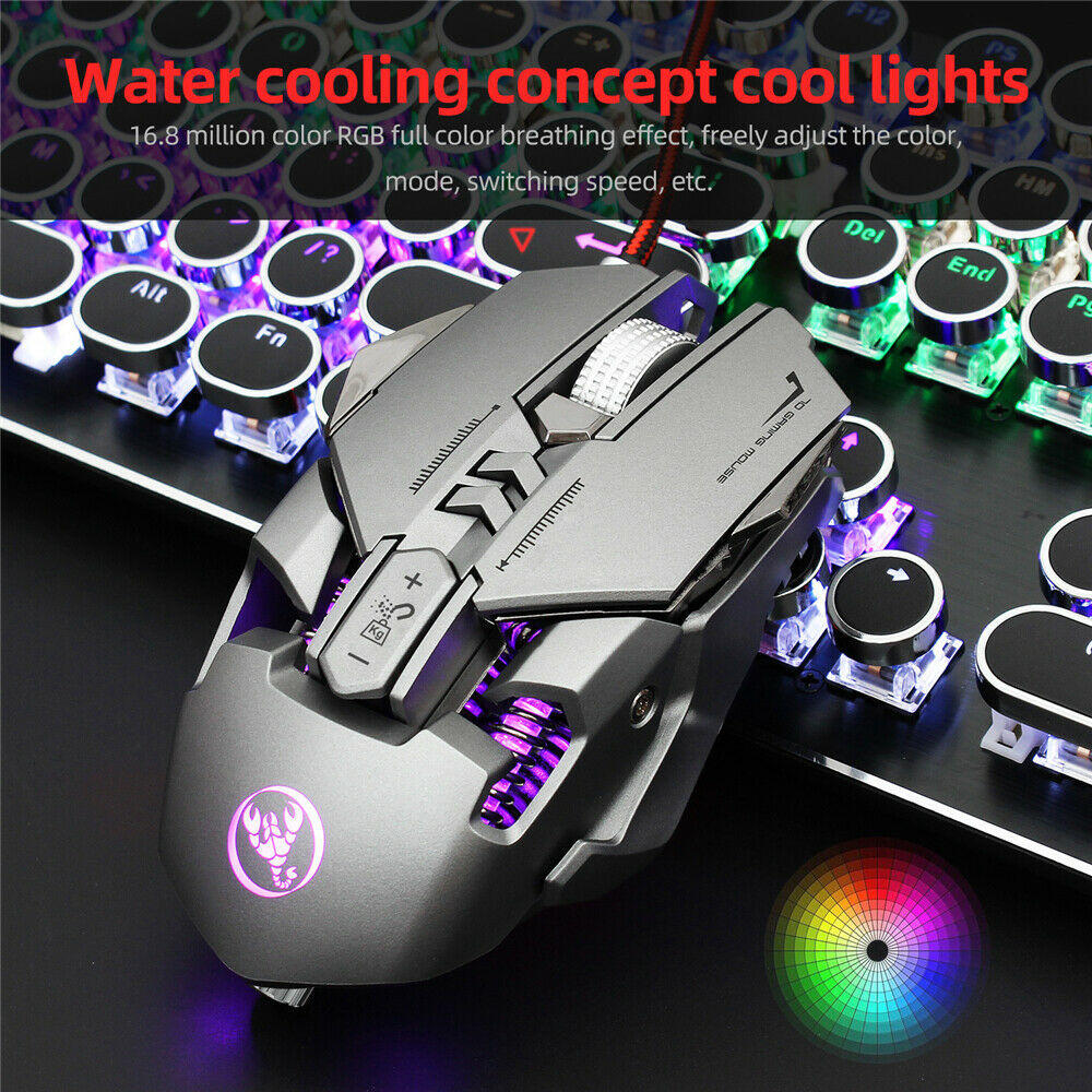 Professional Gaming Mouse 7 Programmable Buttons RGB LED USB Wired 6400DPI