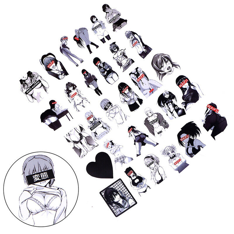 30pcs Waifu Stickers Anime Pinup Girl Laptop Love Vin.l8