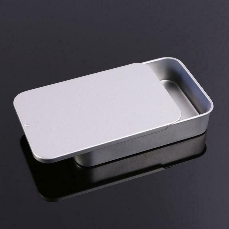 Metal Tin Rectangle Jewelry Storage Box Case Candy Coin Key Pill Organizer Small