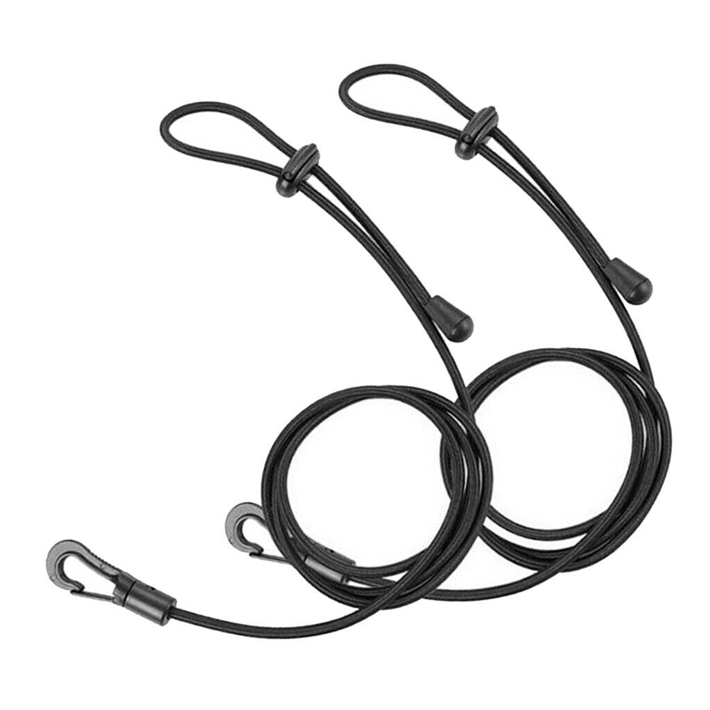 2x Kayak Paddle Leash Safety Lanyard Adjustable Bungee Cord With Snap Hook