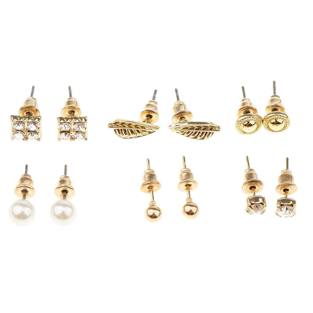 6 Pairs  Fashion Women Jewelry Multi Style Alloy Ear Earring Studs Ornaments