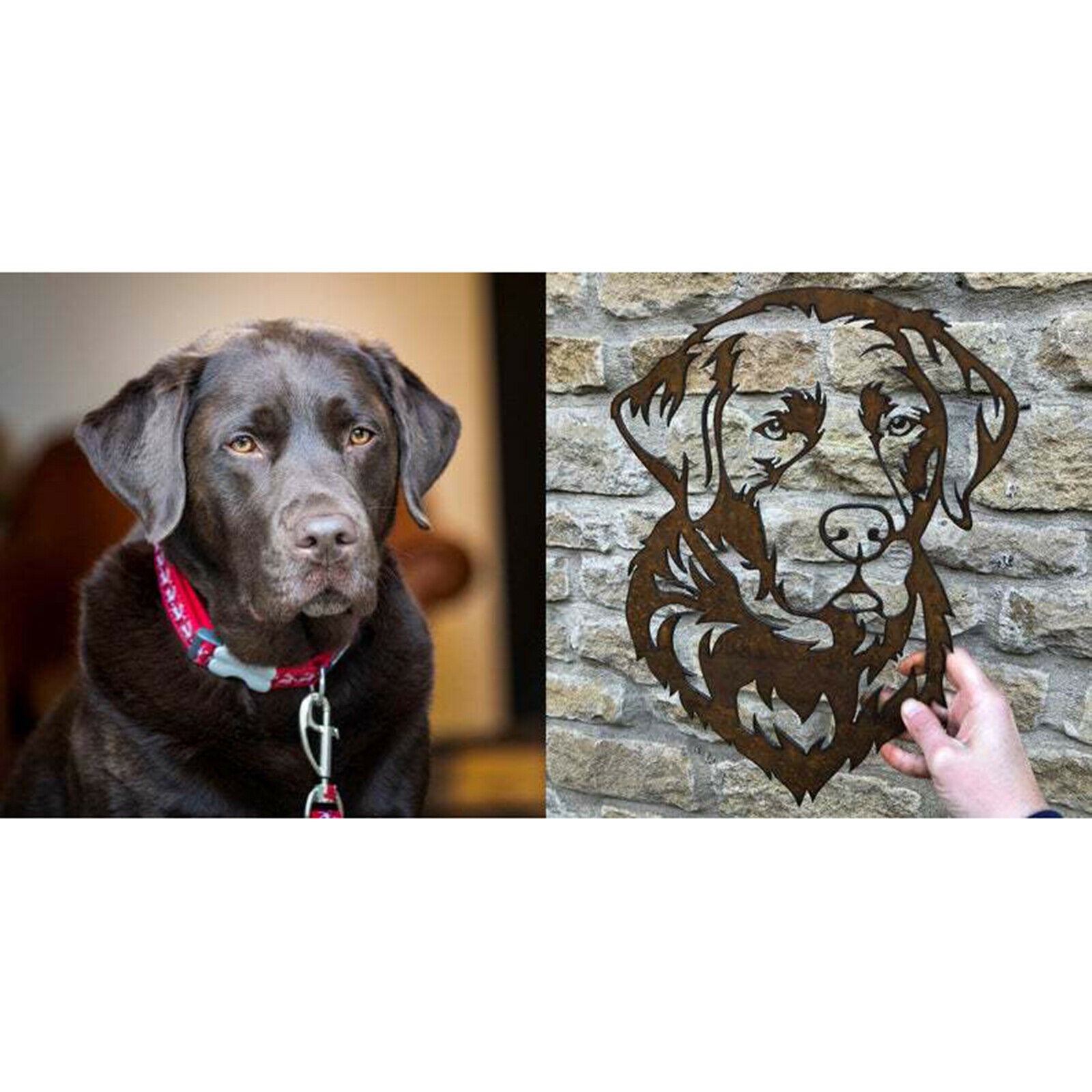 Lively Silhouette Steel Garden Dog Decor for Wall Fence House Outside