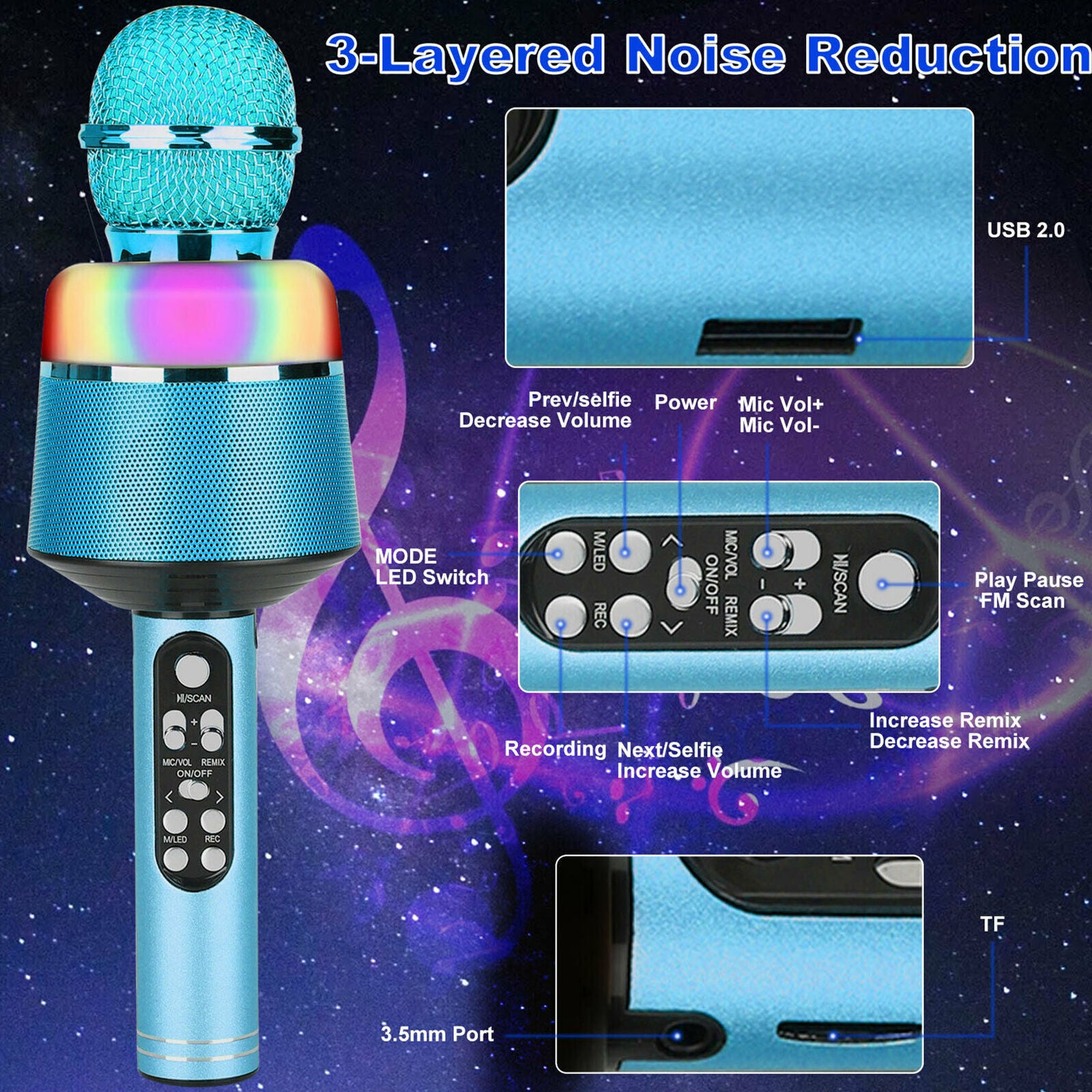 Wireless Bluetooth Karaoke Microphone Portable KTV Player Mic Speaker Home Party
