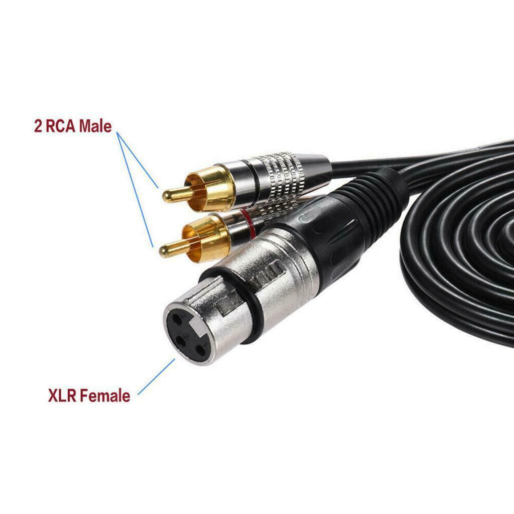 Double RCA Male to XLR Female Jack Speaker Cable Connector Adapter Cord 1M