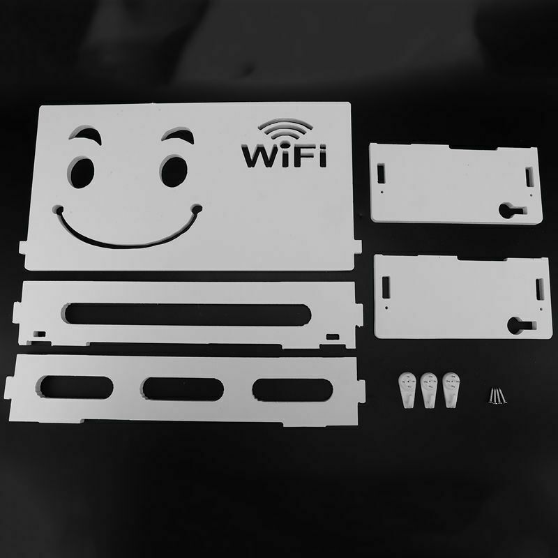 Wireless Wifi Router Storage Box Wood-Plastic Shelf Wall Hangings Bracket CablX5