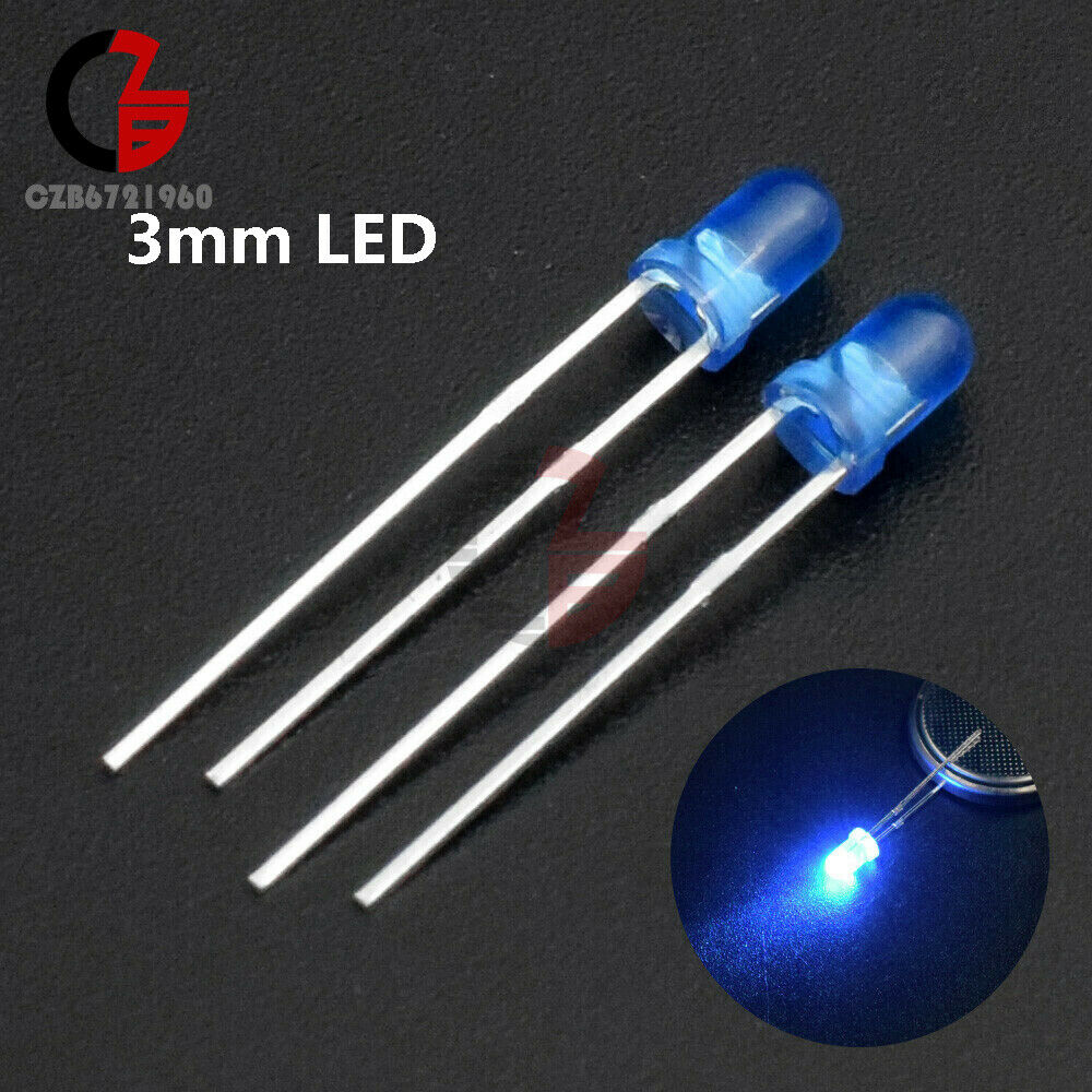100PCS 3mm Blue Emitting LED Diode Super Bright Blue Light Bulb Lamp