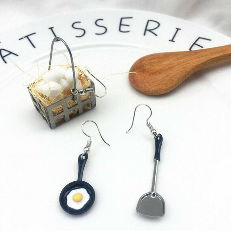 Fashion Women Asymmetric Fried Egg Pan Shovel Drop Dangle Earrings Jewelr.l8