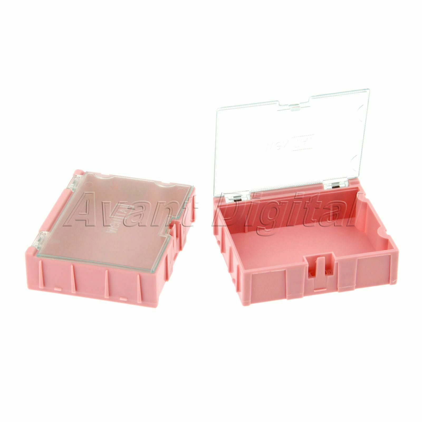 Brand New 2Pcs Pink Anti-Static Part Storage Electronic SMT SMD Component Box