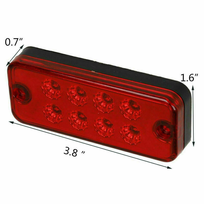 4x Red 8-LED Side Marker Lights RV Truck Trailer Clearance Light Waterproof 12V