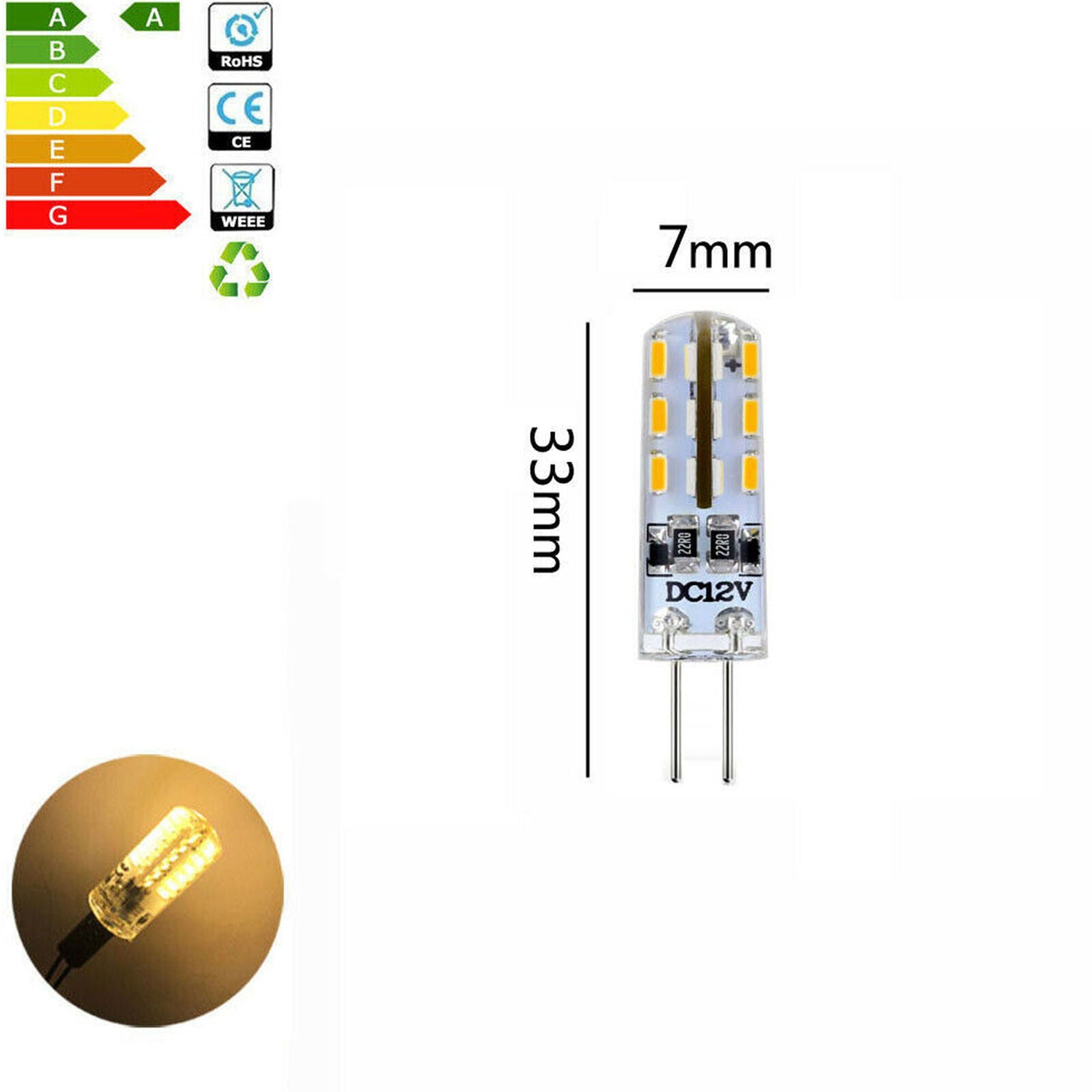 1X 10X Mini G4 Silicone Crystal LED Bulb 3W 3014 SMD Light Lamp 12V