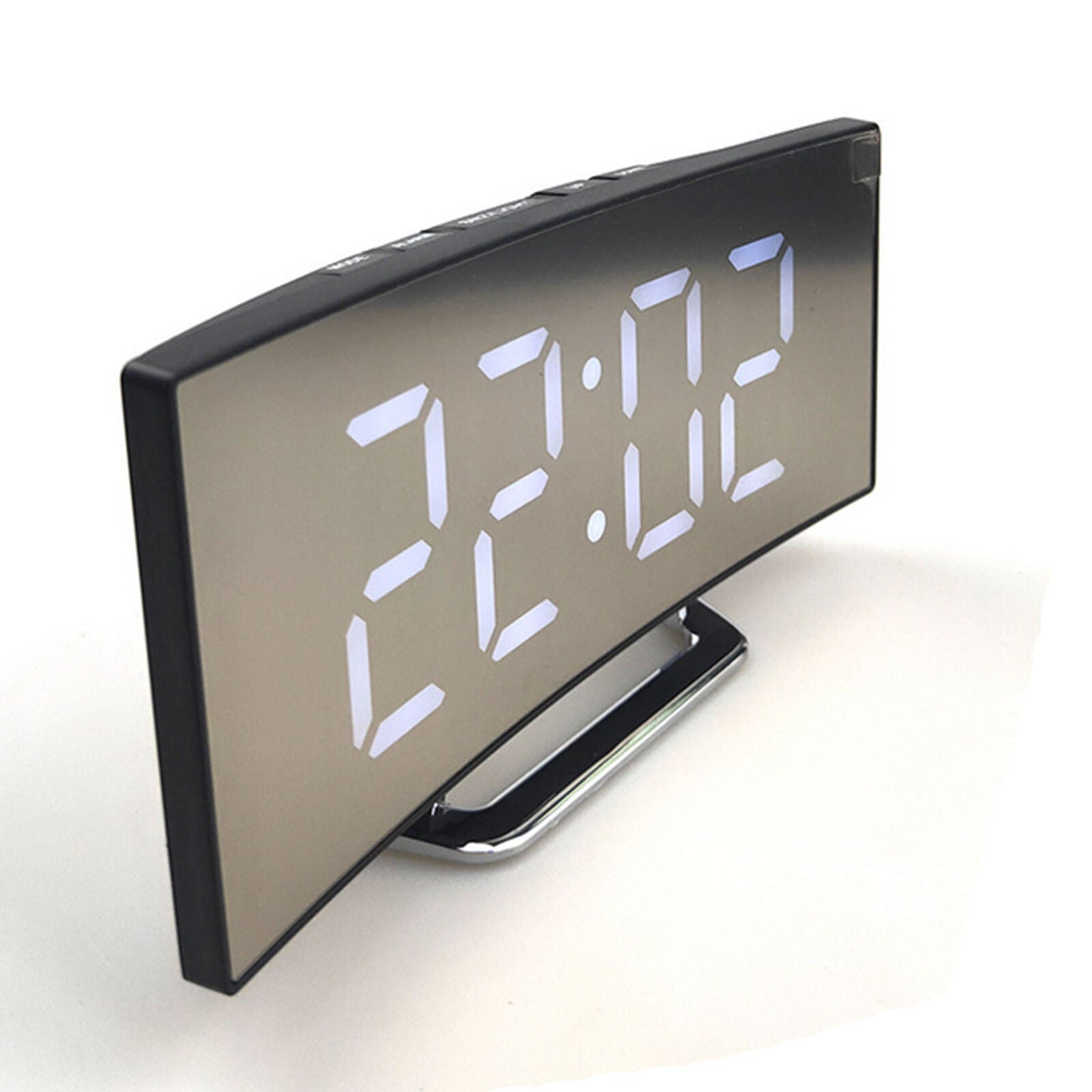 Mirror LED Alarm Clock Night Lights Thermometer Snooze Table Wall Clock LED Lamp