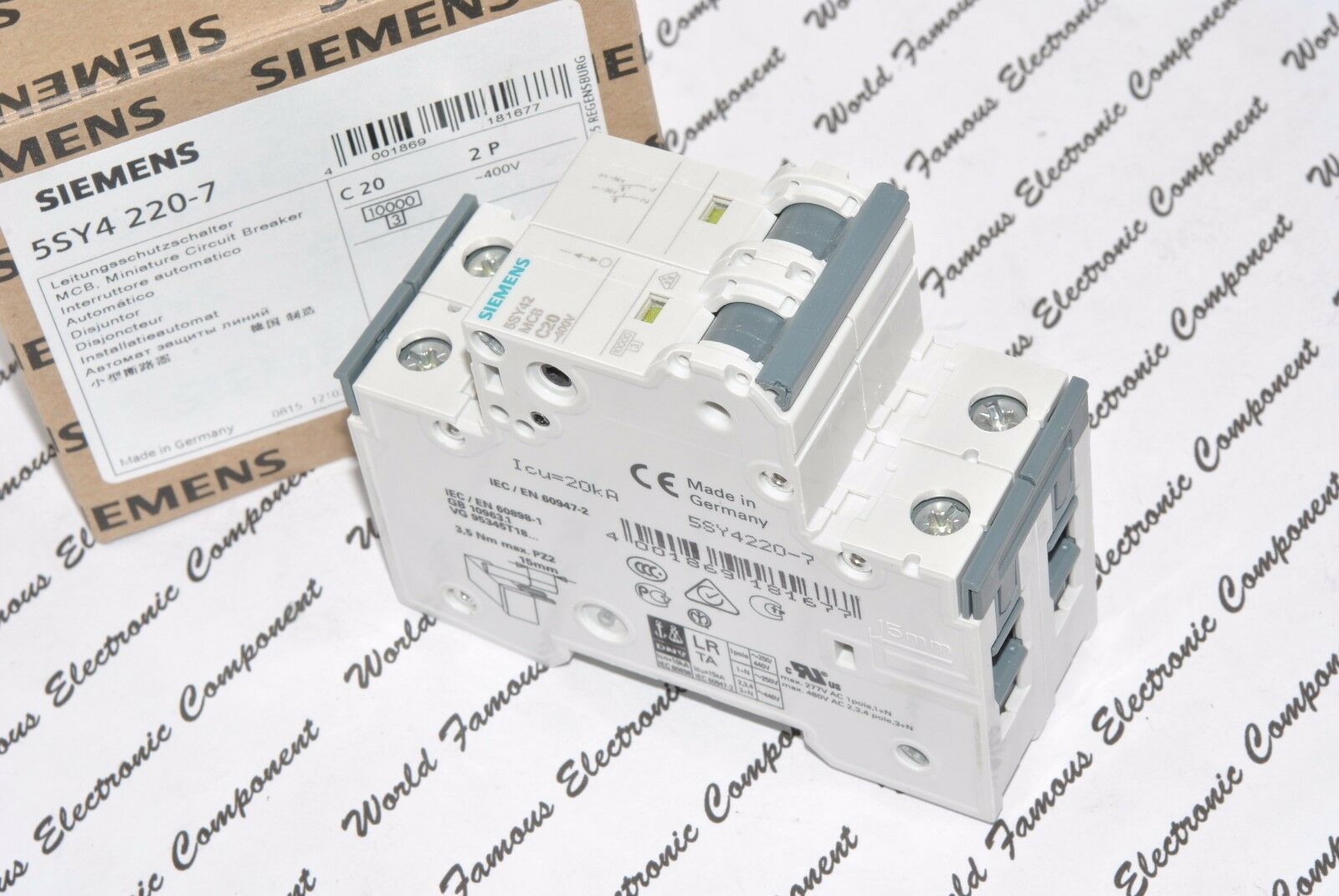 1pcs - SIEMENS 5SY4220-7 5SY42-MCB-C20 20A 2P Circuit Breaker