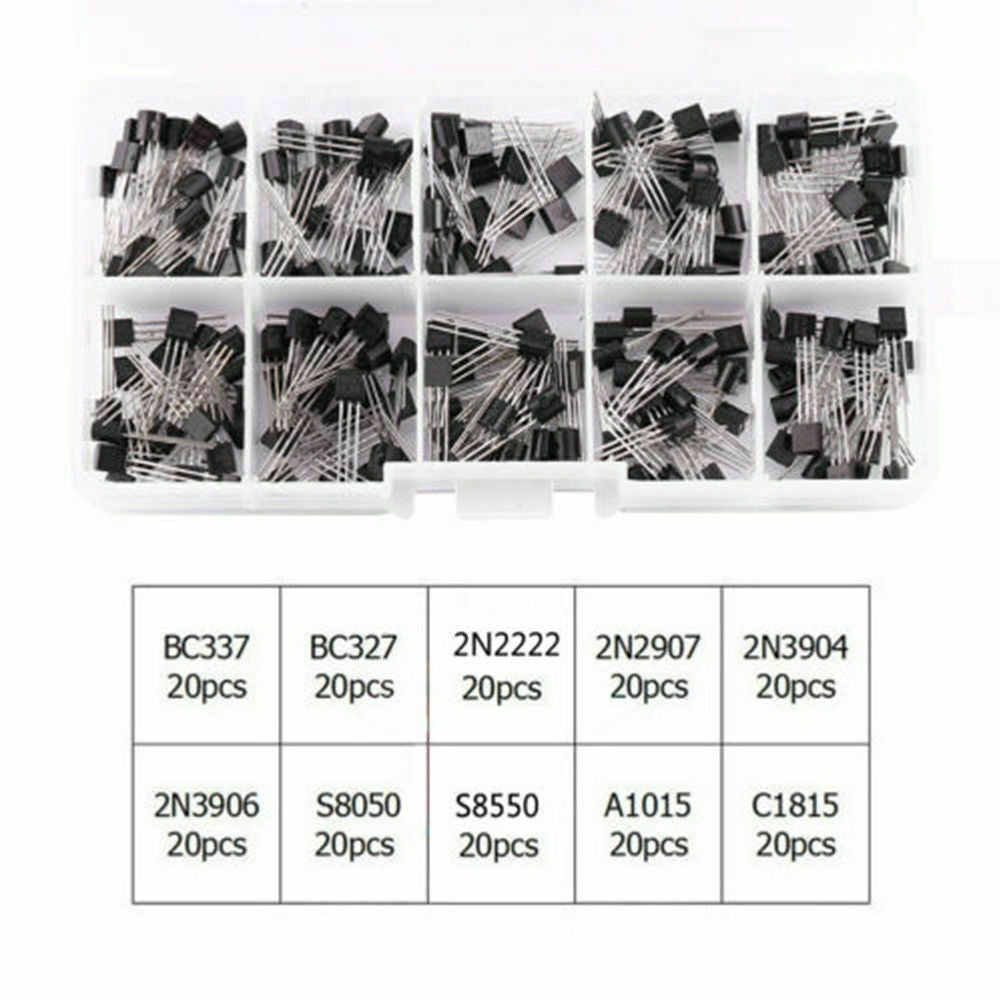 200pcs 20 Values New Power General Purpose Transistors Assortment Kit + Box Best