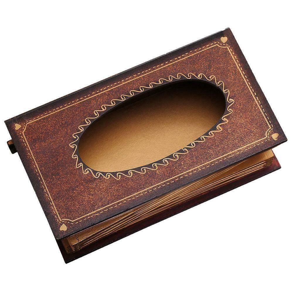 Retro Wood Tissue Box Cover Paper Napkin Holder Case Home Room Car Hotel
