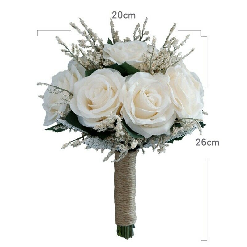 Bridal Bouquets for Wedding, Artificial Rose Flower Bouquet Bride BridesmaidQ5C9