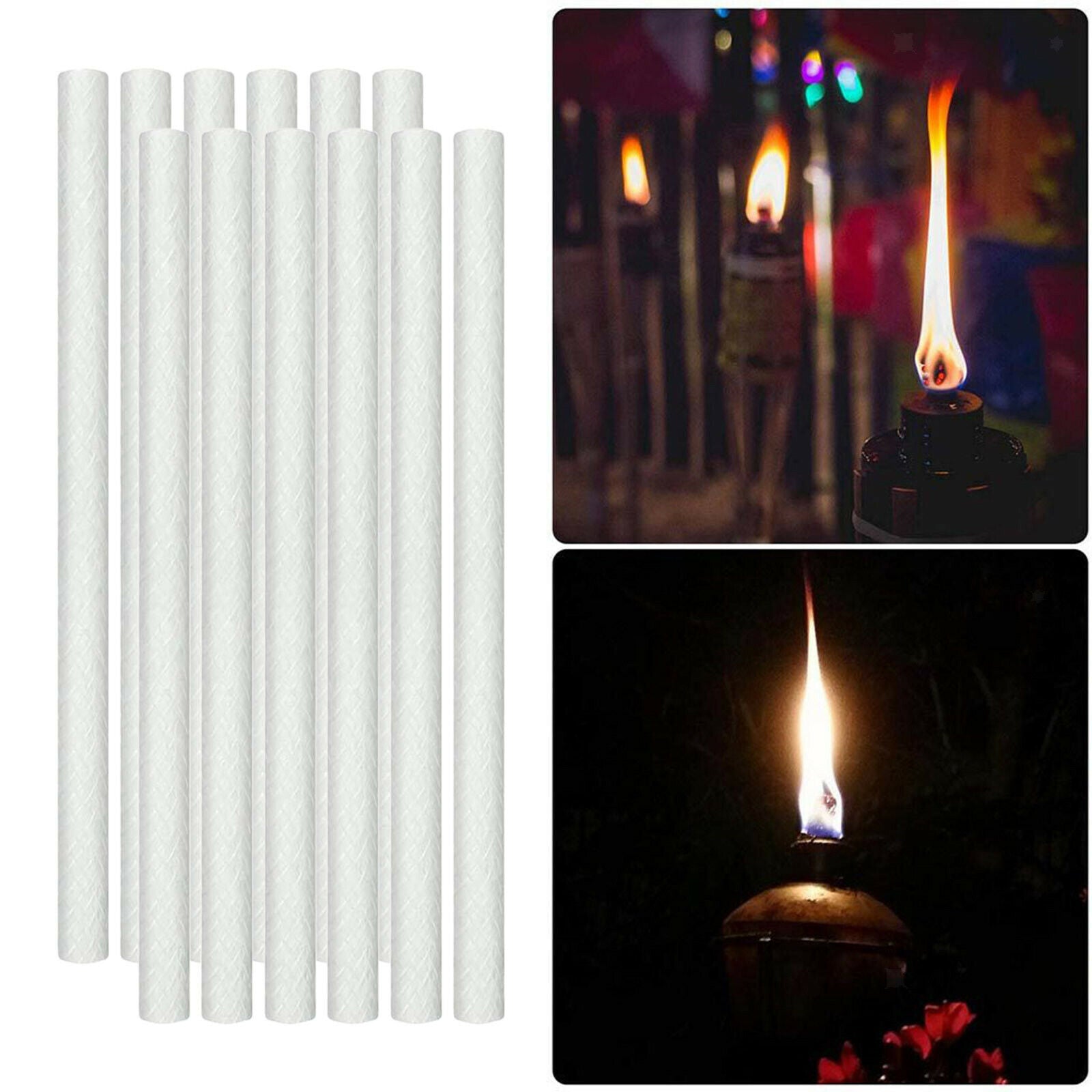 12 Fiberglass Replacement Wicks for Tiki Torch, Candle Wine Bottle, Oil Lamp