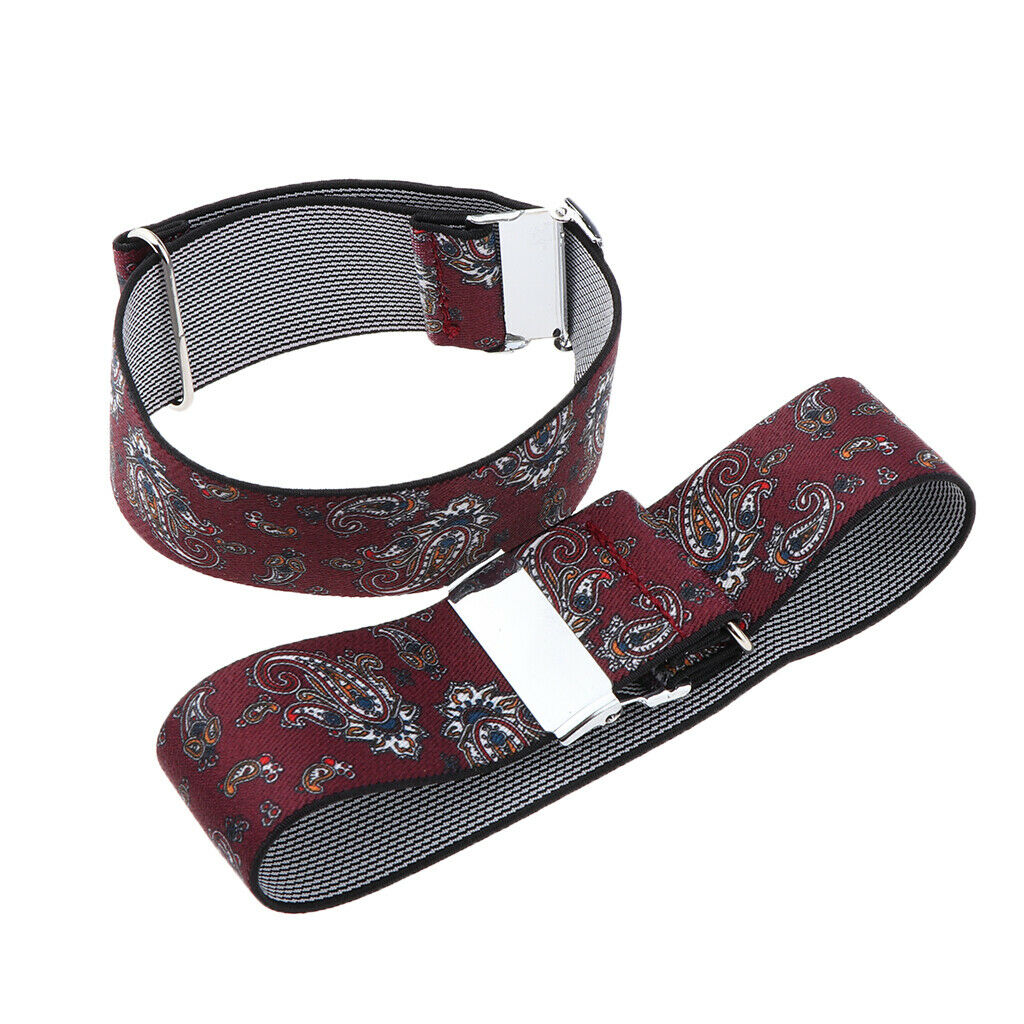 2pairs Men's Non Slip Arm Garter Adjustable Jacquard Cuff Holder Metal Clip