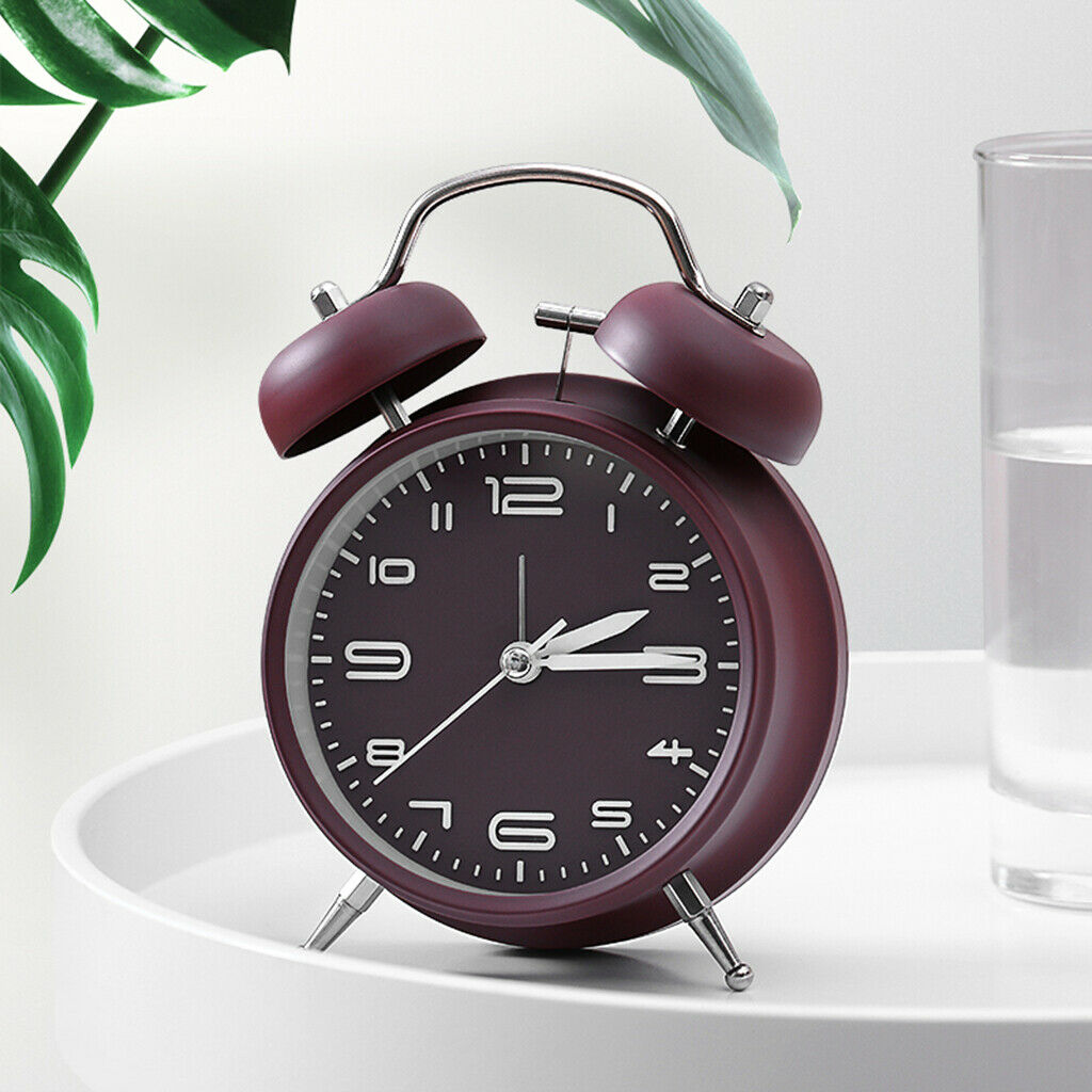 2pcs Keywind Bell Alarm Clock Matte Metal Surface Height Gloss Glass Shell