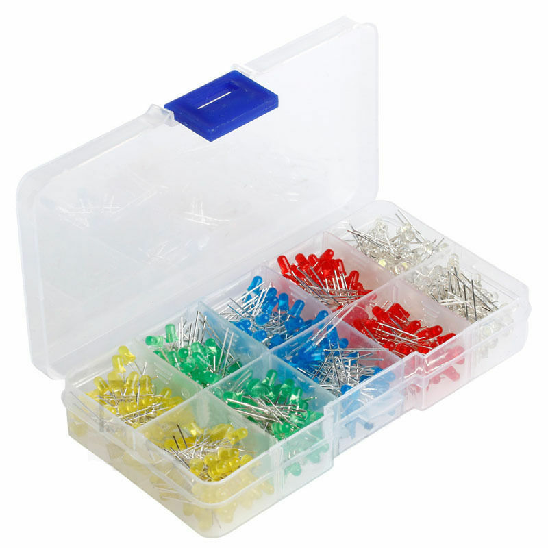 500Pcs 3mm Bright LED Lights Assortment Emitting Diodes Component Kit