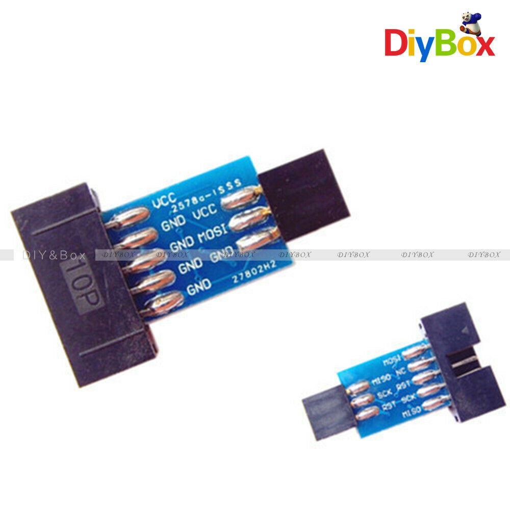5PCS ATMEL AVRISP STK500 USBASP Adapter Board USB 10 Pin to 6 Pin Adapter - Blue