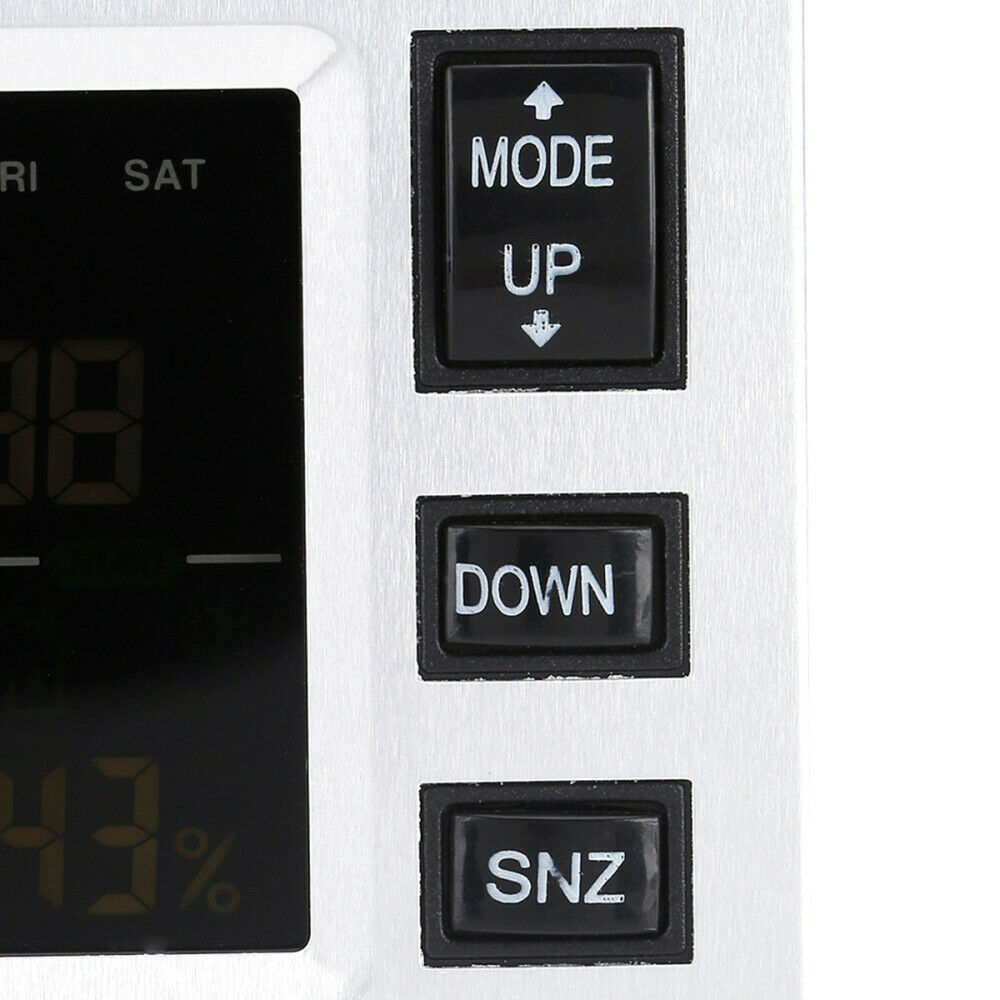 Voice Activated Digital Alarm Clock Snooze Weather Thermometer Color Display