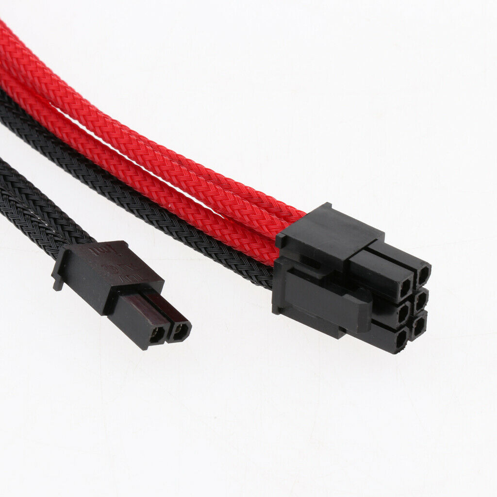 2pcs Video Card VGA PCI-E 8Pin to 6+2pin Extension Cable Sleeved 30cm