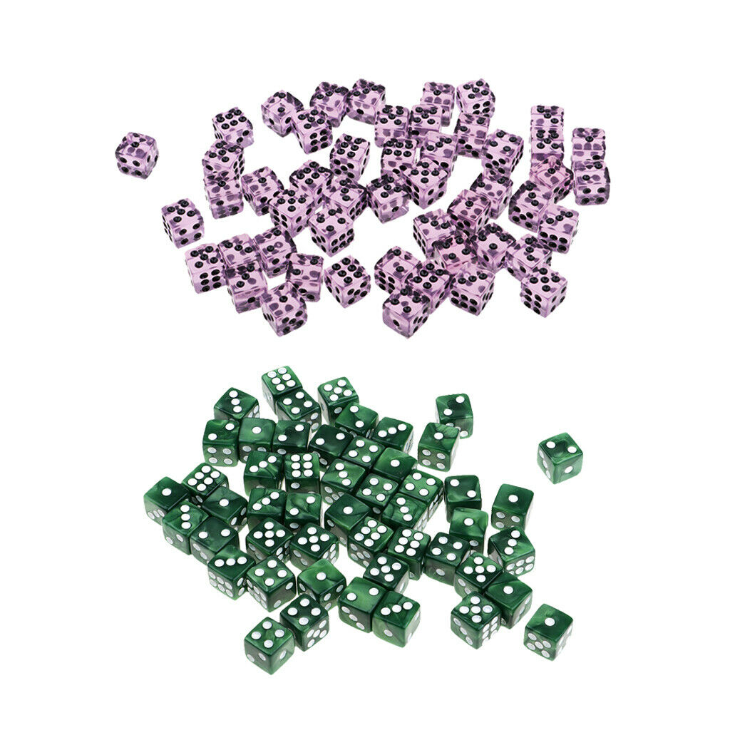 100 lot Acrylic   Spotted Six Sided Dices D6 12mm for DND Board Game Toys