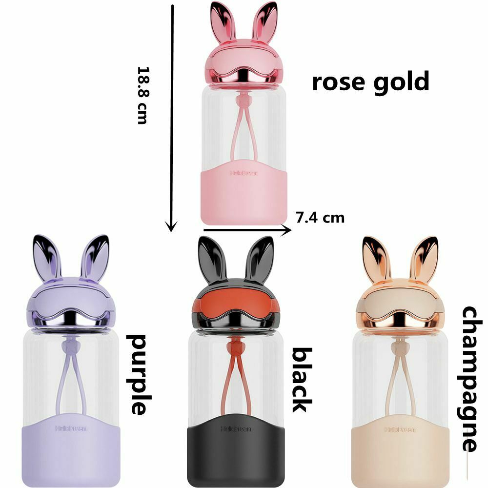 Kids Girls Women Shaker Bottle Rabbit Design 340ml Glass Water Bottle Water Cup