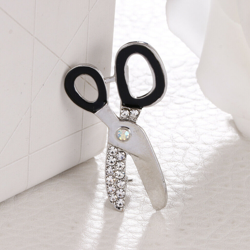 Small Scissor Crystal Rhinestone Brooch Wedding Bridal Jewelry Accessory Novelty
