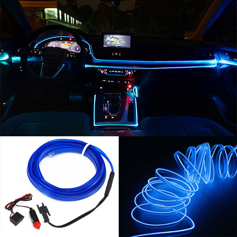 2M Blue EL Wire Car Interior Decor Fluorescent Neon Cold Strip light