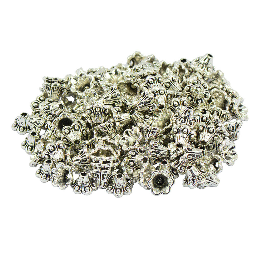 100pcs Alloy Flower Bead Caps Ends for Jewelry Making DIY Necklace Bracelet