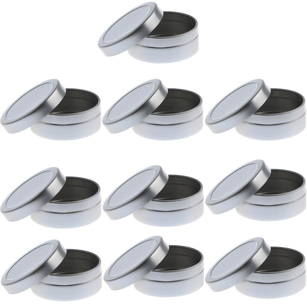 10x Cosmetic Tin Empty Containers Round Pot for Lip Balm Salve Shadow Powder