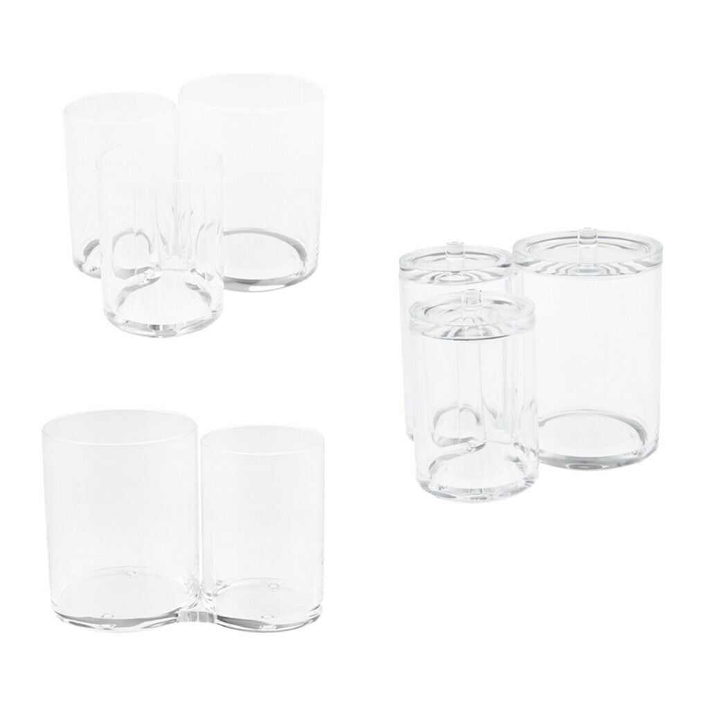 Clear Acrylic Brush Organizer Holder Cup Makeup Display 3 Space with Cover